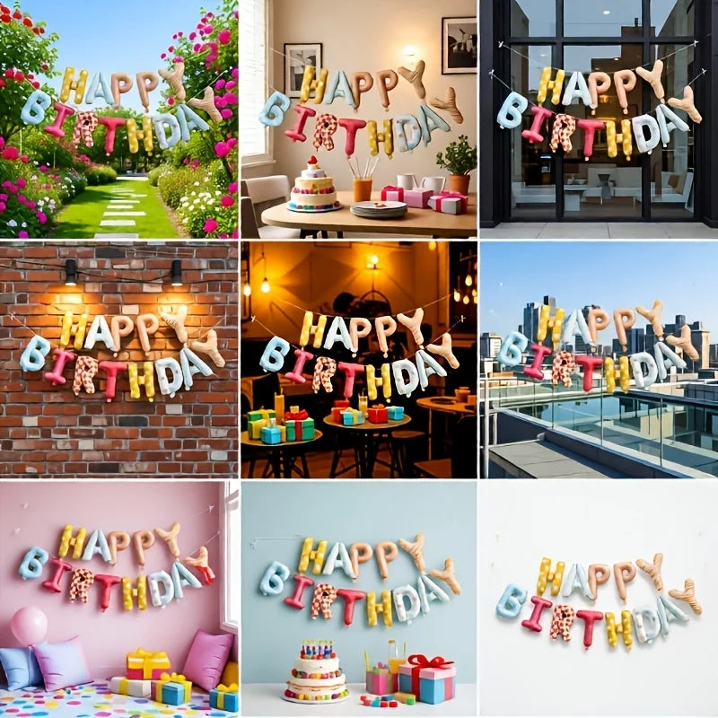 Happy Birthday Balloon Banner -16 Inch Foil Letters Balloons, Reusable Birthday Decorations and Party Supplies, Suitable Peaceful Pleasures Health and Wellness