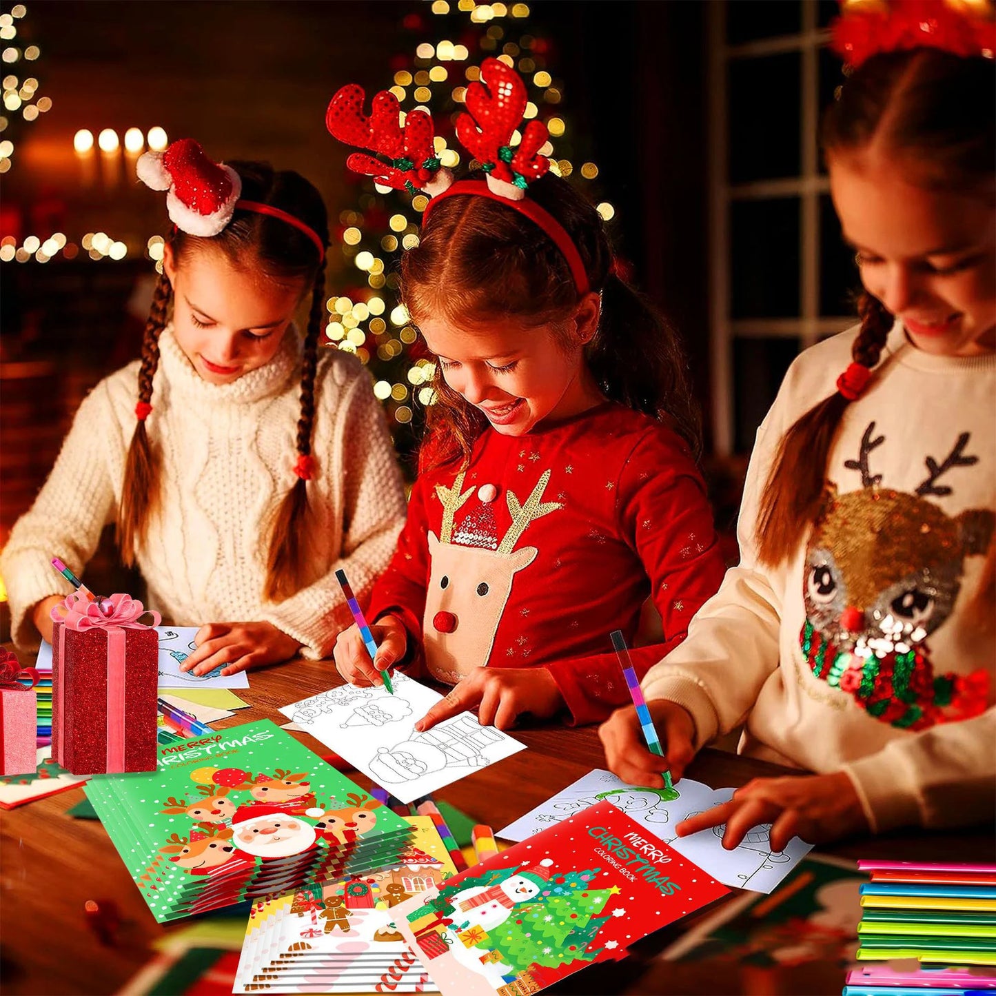 Two Sets Christmas Diy Colorful Cartoon Drawing Books Picture Book