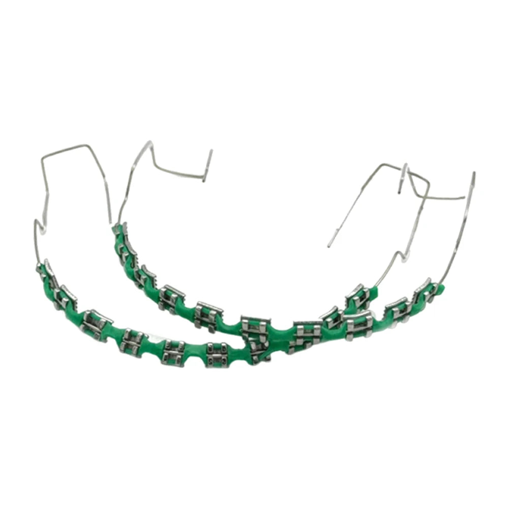 Temporary Tooth Decoration Dental Fake Braces Orthodontic Braces Dental Metal Bracket Practice Props for Dental Students Peaceful Pleasures Health and Wellness green