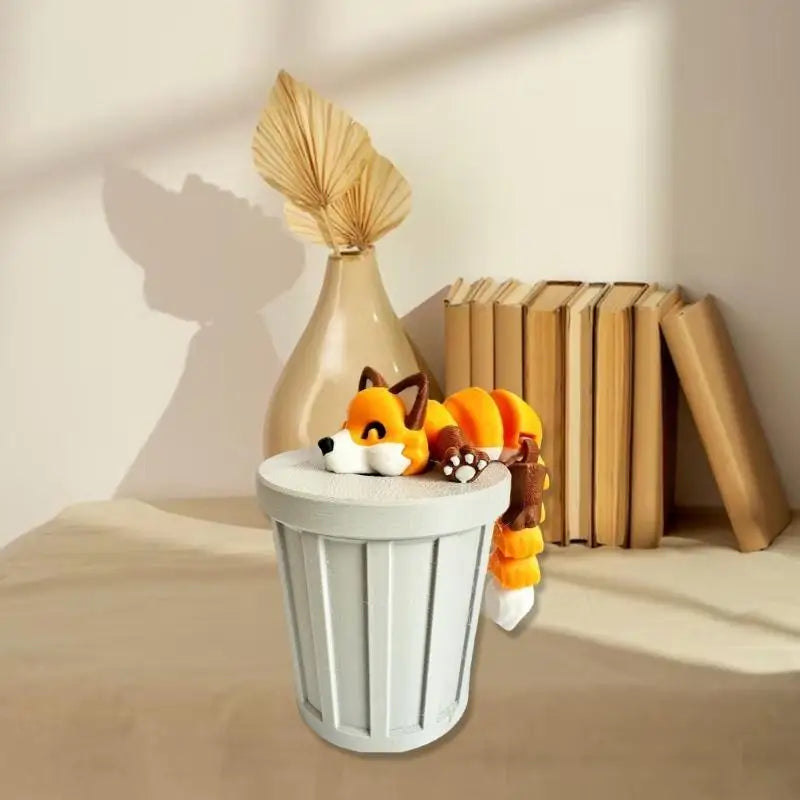 Gray Raccoon Articulated Figurine & Trash Can Stress Toy