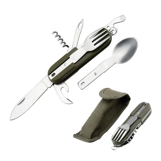 Portable Stainless Steel Camping Utensil Set – Fork Spoon Knife Camping Utensil Set Peaceful Pleasures Health and Wellness