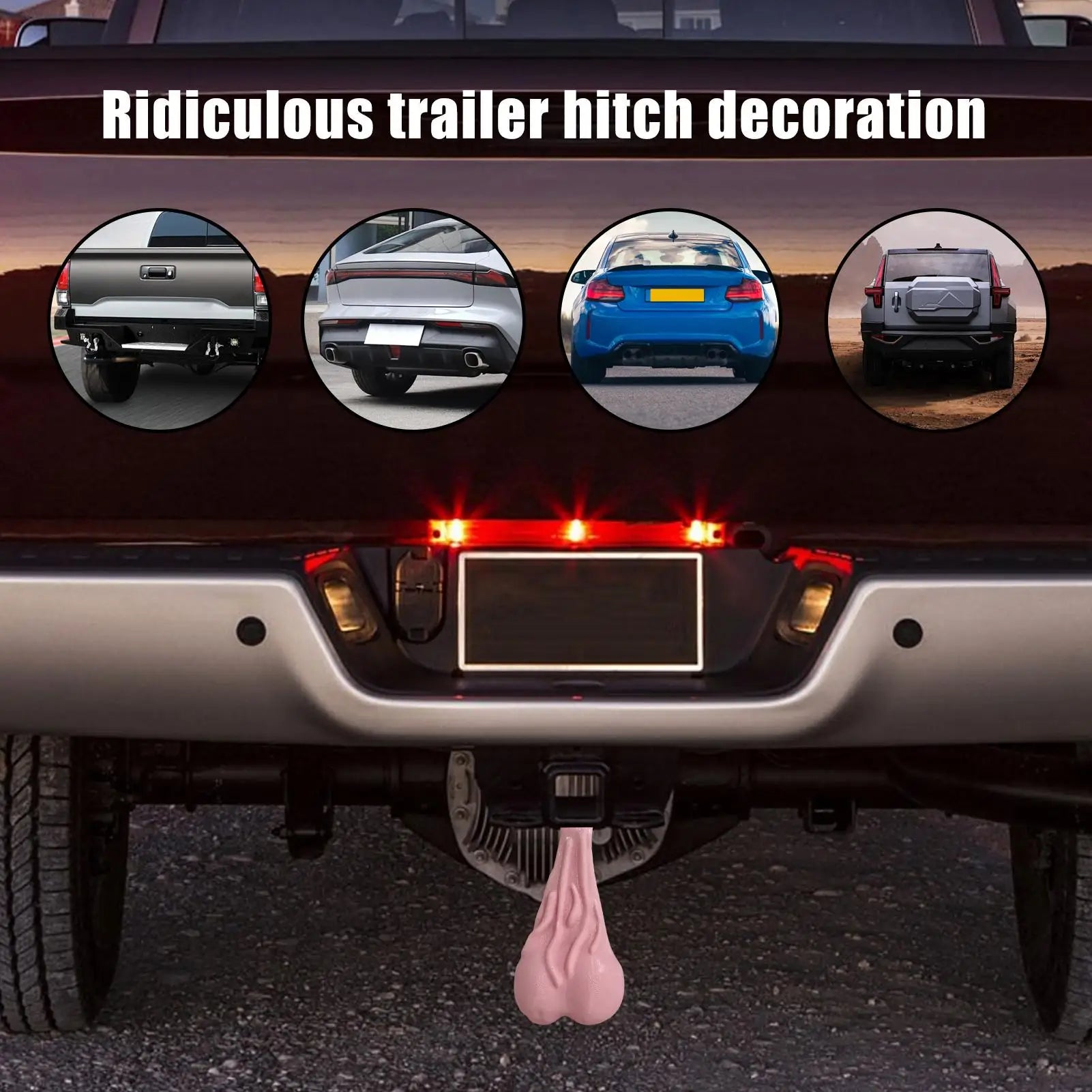 Truck Balls Nuts Funny Bumper Ornaments Prank Gag Automotive Decorative Accessories for Men Boyfriend Husband Friends Adult Gift Peaceful Pleasures Health and Wellness