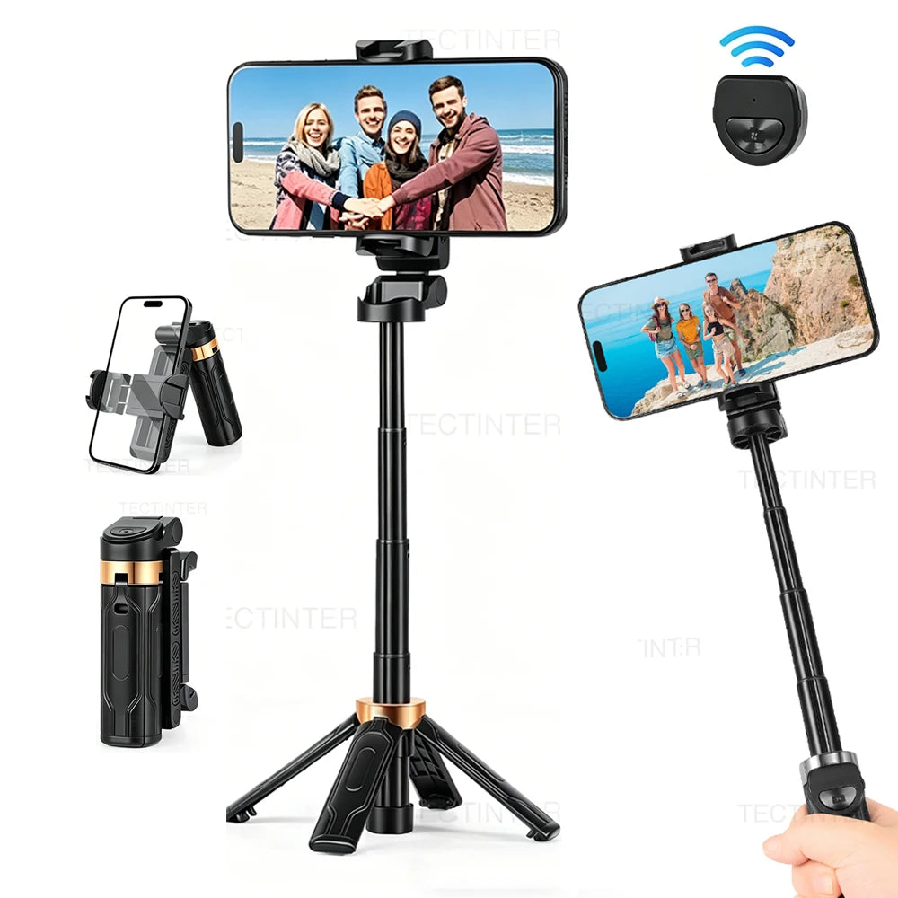 Foldable Selfie Stick Tripod for Phone Portable Extendable Stand with Wireless Remote Mini Multi-Function Tripod For IOS/Android Peaceful Pleasures Health and Wellness