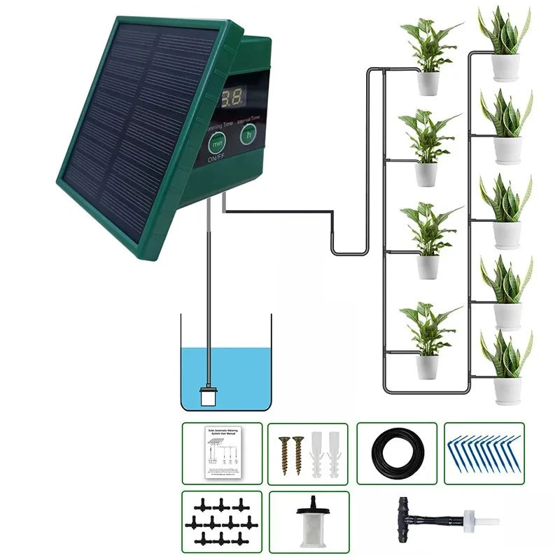 New DIY Solar Drip Irrigation System Square Solar Drip Irrigation Belt With 10 Drip Heads For Gardens Courtyards Orchards Peaceful Pleasures Health and Wellness 1-Set