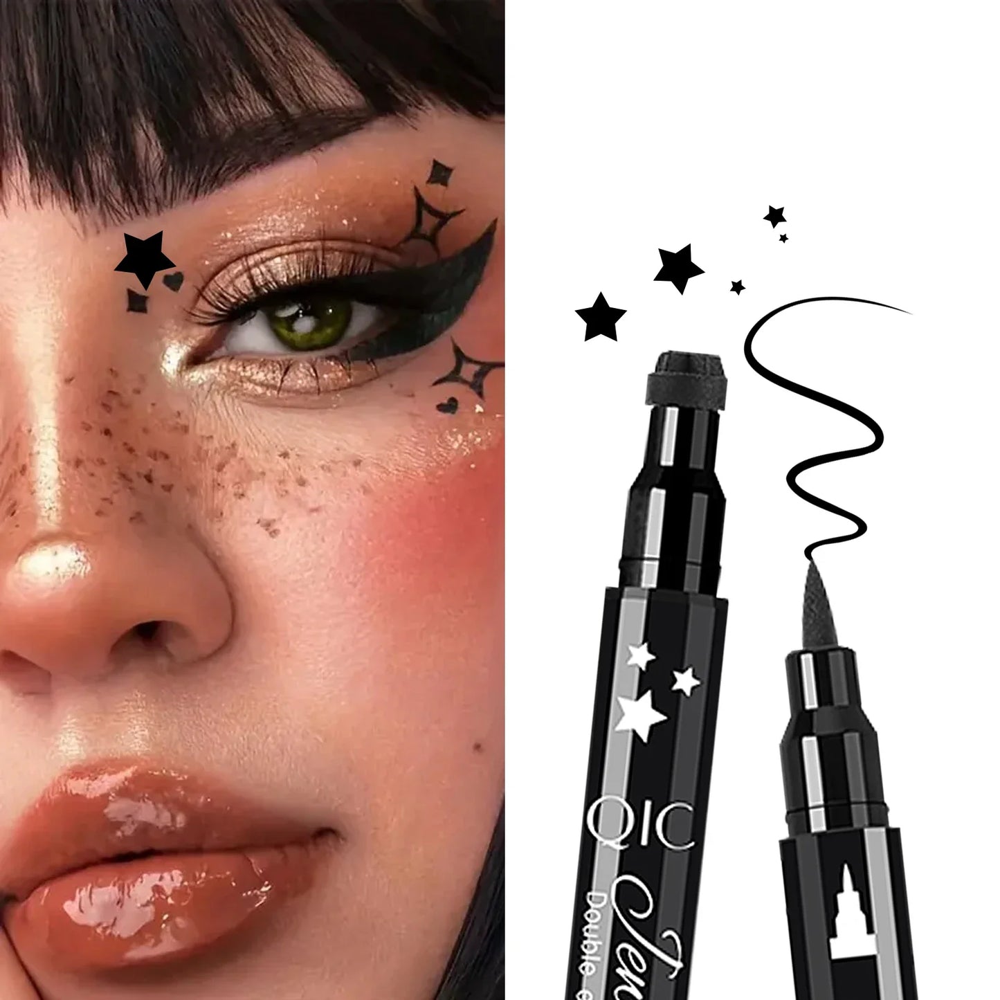 QIC Dual-Tip Stamp Eyeliner Pen – Heart, Moon & Star