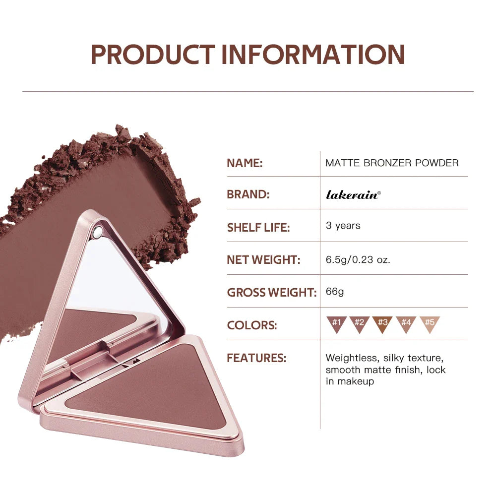 Lakerain Matte Bronzer & Contour Powder – Long-Lasting