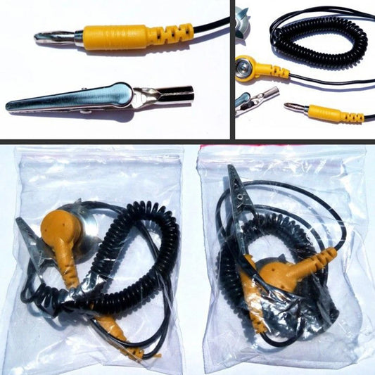 Anti-static ESD Grounding Cable Coiled Cord Alligator Clip Claw PU Peaceful Pleasures Health and Wellness