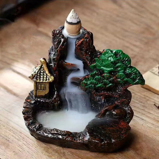 Resin Ceramic Backflow Incense Burners Home Decor Diffuser with Unique Smoke Downward Flow Design for Living Room Bedroom Peaceful Pleasures Health and Wellness