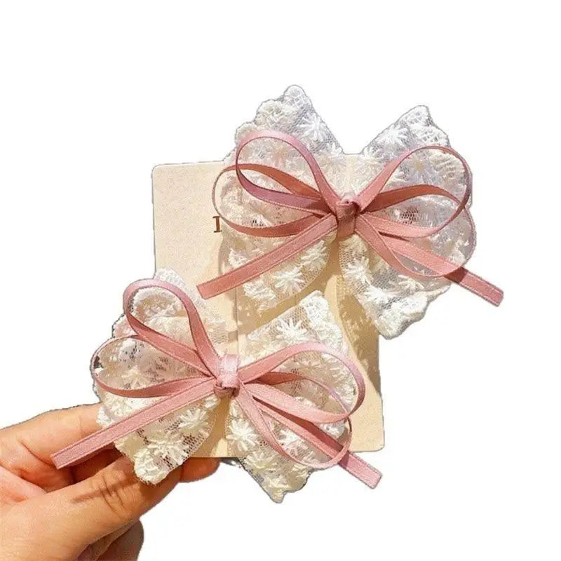Lace Baby Hair Bows Hairpins – No-Slip Barrettes for Girls 2pc