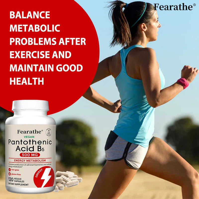Pantothenic Acid B5 500mg Vitamin B Complex Capsules - Energy & Metabolism Support, Regulates Cellular Balance,Vegan Gluten-Free Peaceful Pleasures Health and Wellness