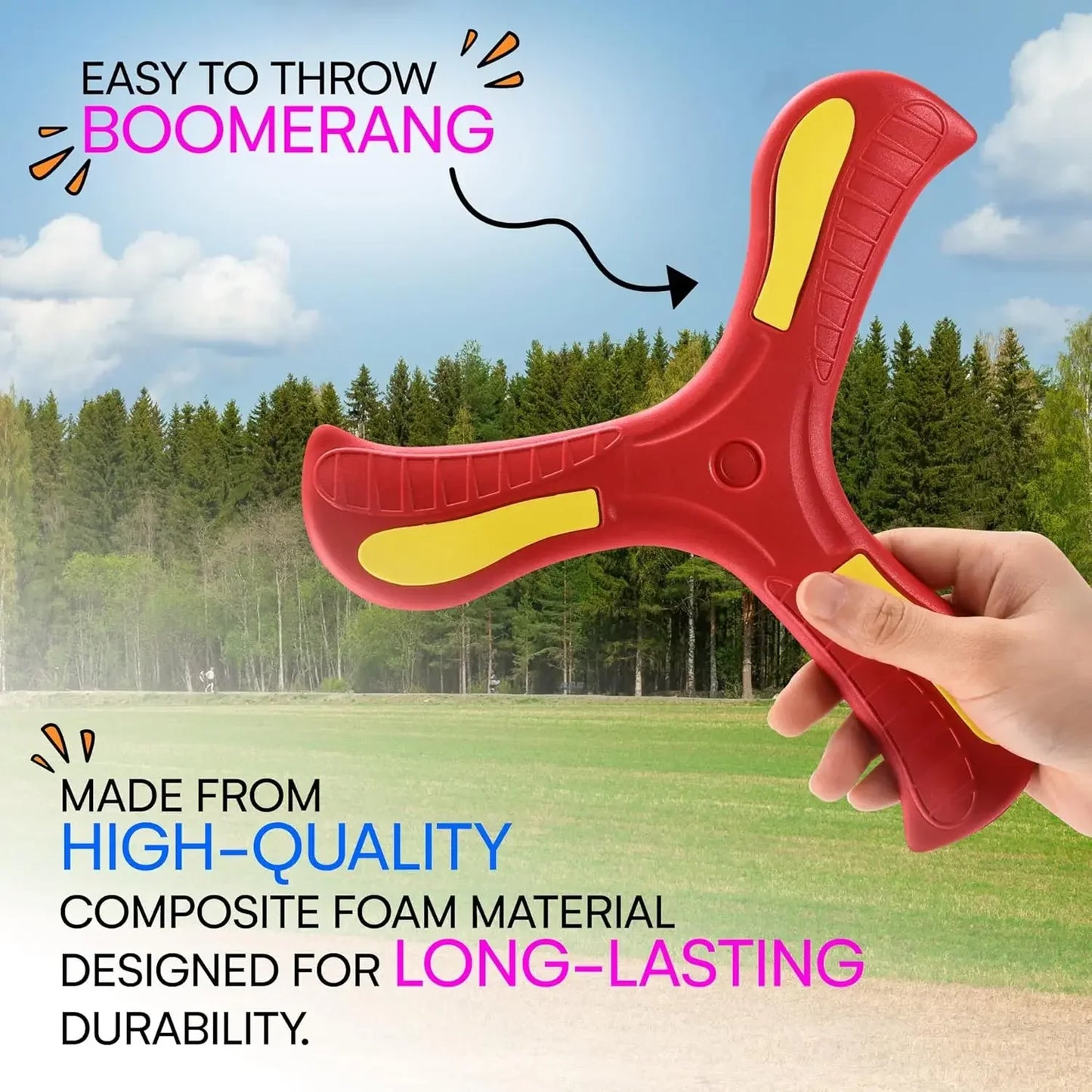 Tri-Blade Foam Boomerang for Kids – Safe Outdoor Flying Disc