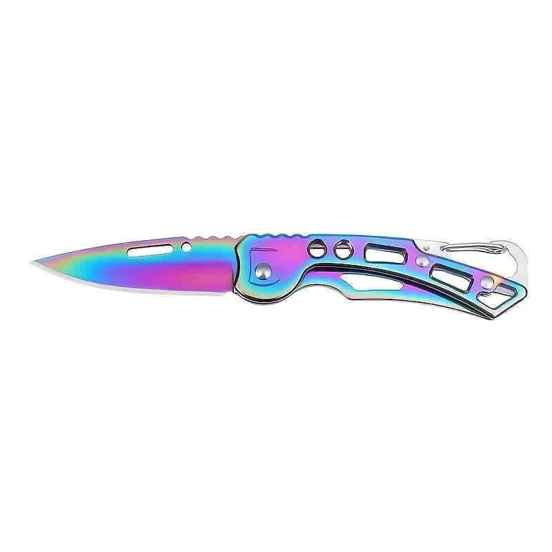 Stainless Steel Folding Knife, EDC Portable Pocket Knife, Outdoor Camping Knife, Suitable for Jungle Adventure, Fishing Peaceful Pleasures Health and Wellness Color Titanium