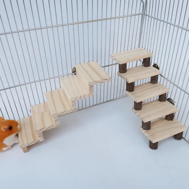 Natural Wood Parrot & Hamster Ladder Perch Chew Toy Stick