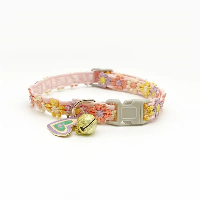 Floral Lace Cat & Puppy Collar with Bell | Adjustable