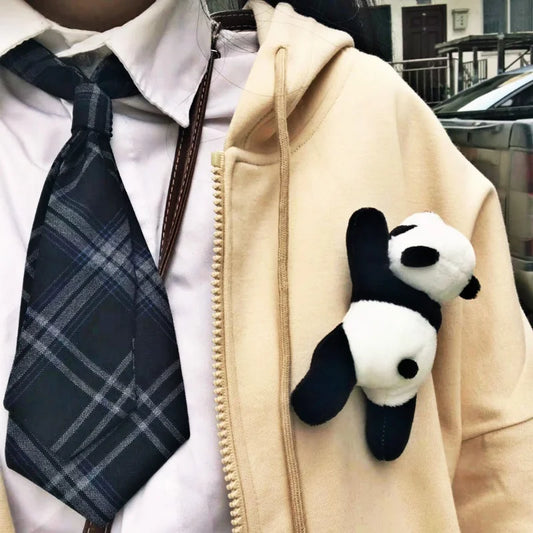Cute Creative Panda Brooch Papa Bear Doll Cartoon Pin Plush Fabric Peaceful Pleasures Health and Wellness