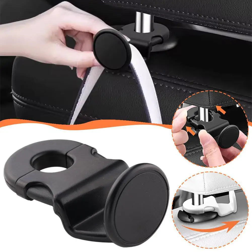 2-Pack Car Headrest Hooks | 20KG Heavy-Duty Back Seat Organizer