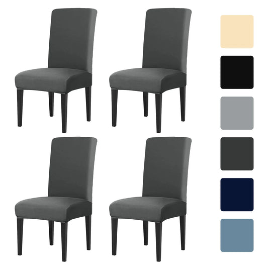 4-Pack Stretch Dining Chair Covers – Elastic Slipcovers Set Chair Slipcover Set Peaceful Pleasures Health and Wellness dark gray 4pcs