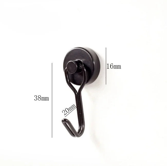 No Drill Wall Hook Heavy Duty 50kg Magnetic Hooks Black Rustproof Industrial Strength for Kitchen Room Suction Cup Storage Peaceful Pleasures Health and Wellness Black 1PC
