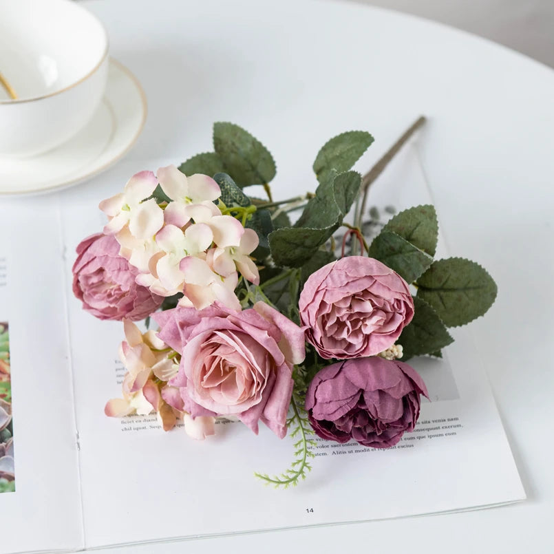 Silk Artificial Rose Peony Bouquet – Wedding & Home Décor