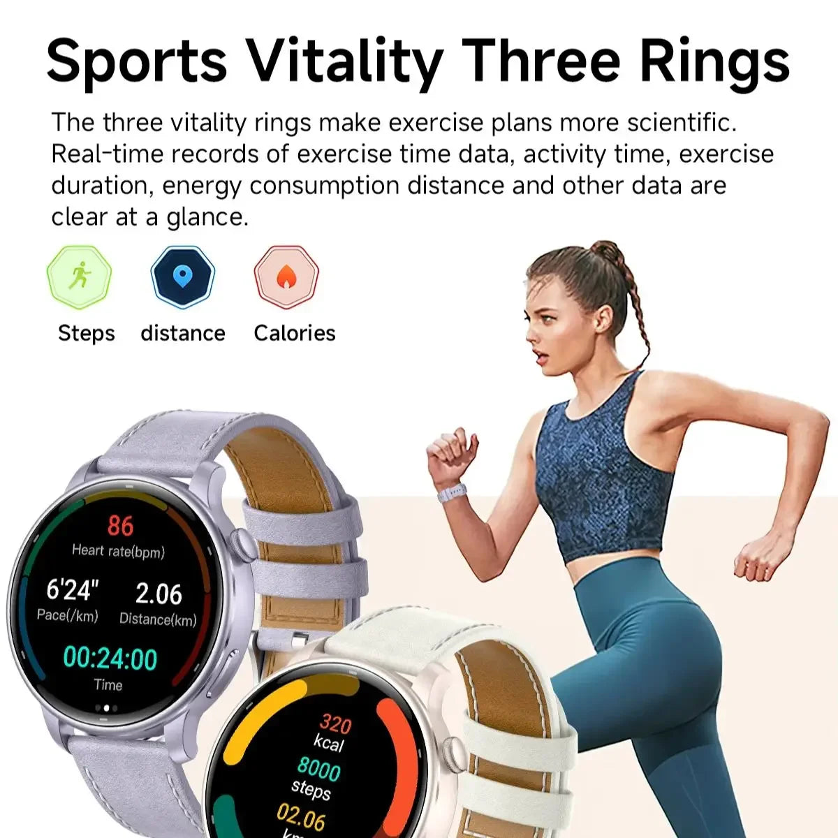Yoateo Women's GPS Smart Watch AMOLED 3ATM BT Call Fitness