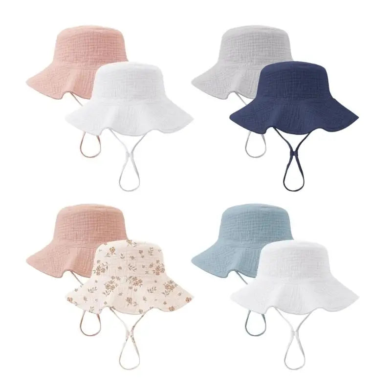 Baby Sun Hat 2-Pack UPF50+ Wide Brim & Adjustable Chin Strap
