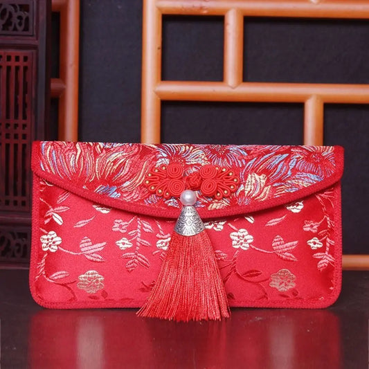 Embroidered Silk Red Envelope Gift Bag – New Year & Wedding Embroidered Gift Bag Oasis Select