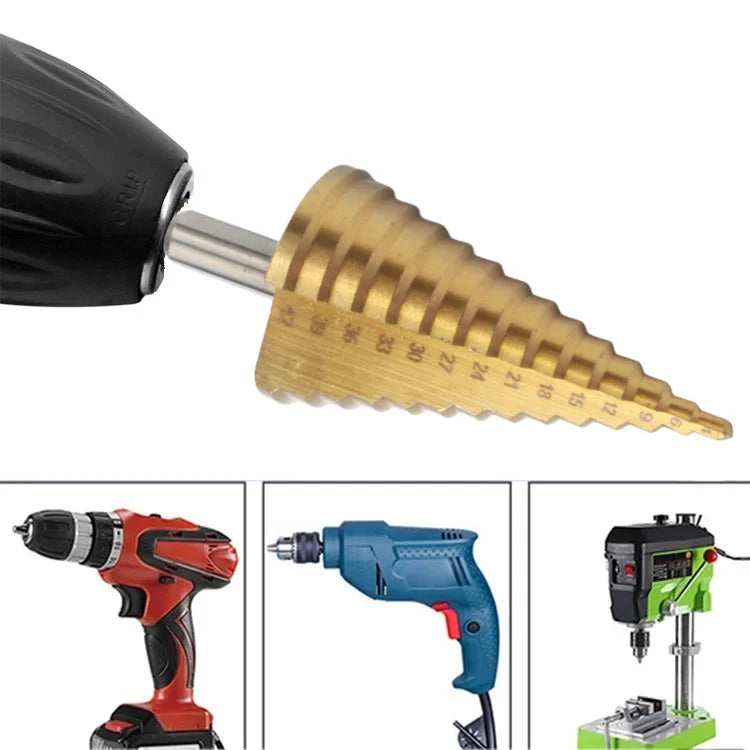 HSS Titanium Step Drill Bit 4–42mm | Metal Wood Plastic Peaceful Pleasures Health and Wellness