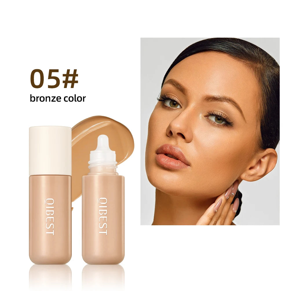 QIBEST Liquid Foundation Long-Lasting Waterproof Face Base Cream High Coverage Contour Concealer Moisturizing Makeup For Face Peaceful Pleasures Health and Wellness 05