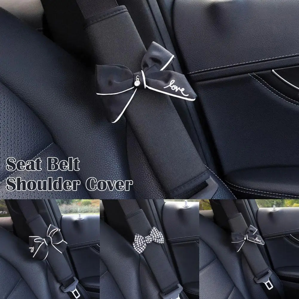 Cartoon Cute Seat Belt Shoulder Cover Bow Knot Car Decoration Supplies Set Interior Peaceful Pleasures Health and Wellness