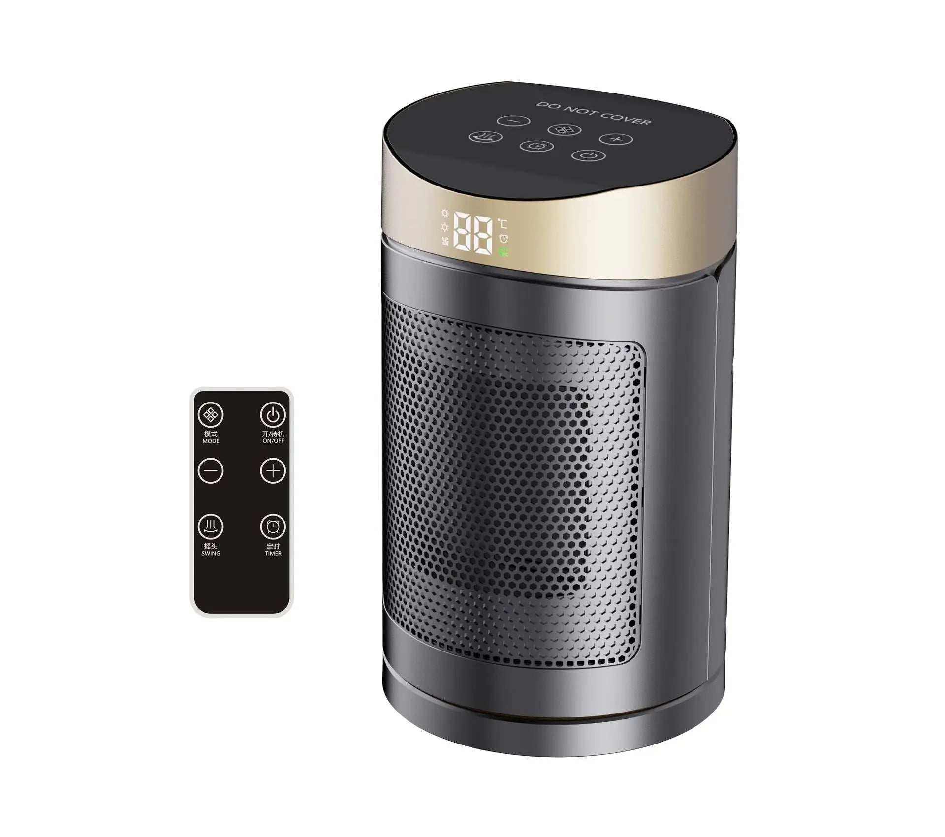 Electric Heater 1500W Space Heater Indoor Energy Saving Hot Air Heater With Remote Control Timer Warmer For Office Home Peaceful Pleasures Health and Wellness Golden US 110V