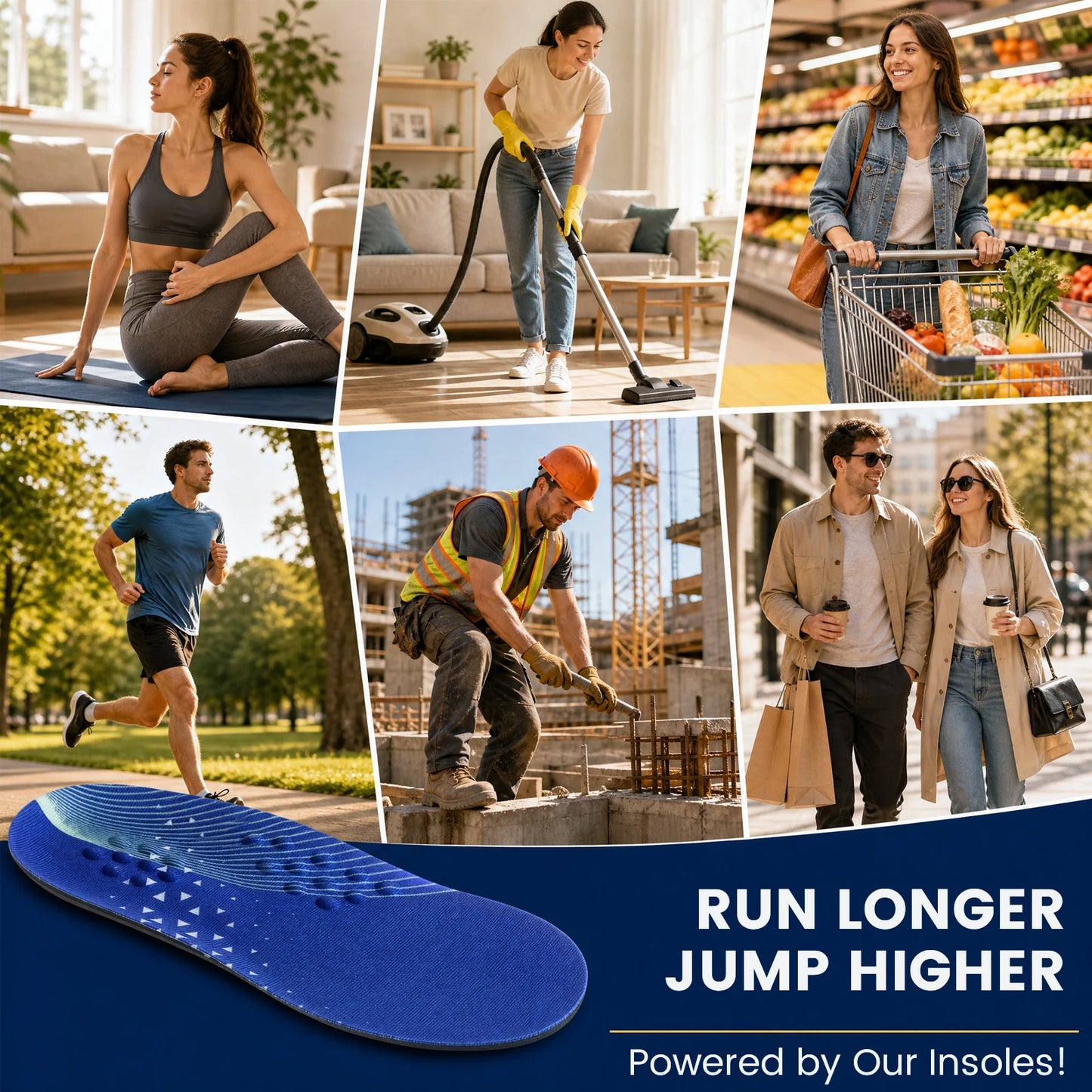 RooRuns Sport Insoles – Arch Support & Cushioned EVA Insert
