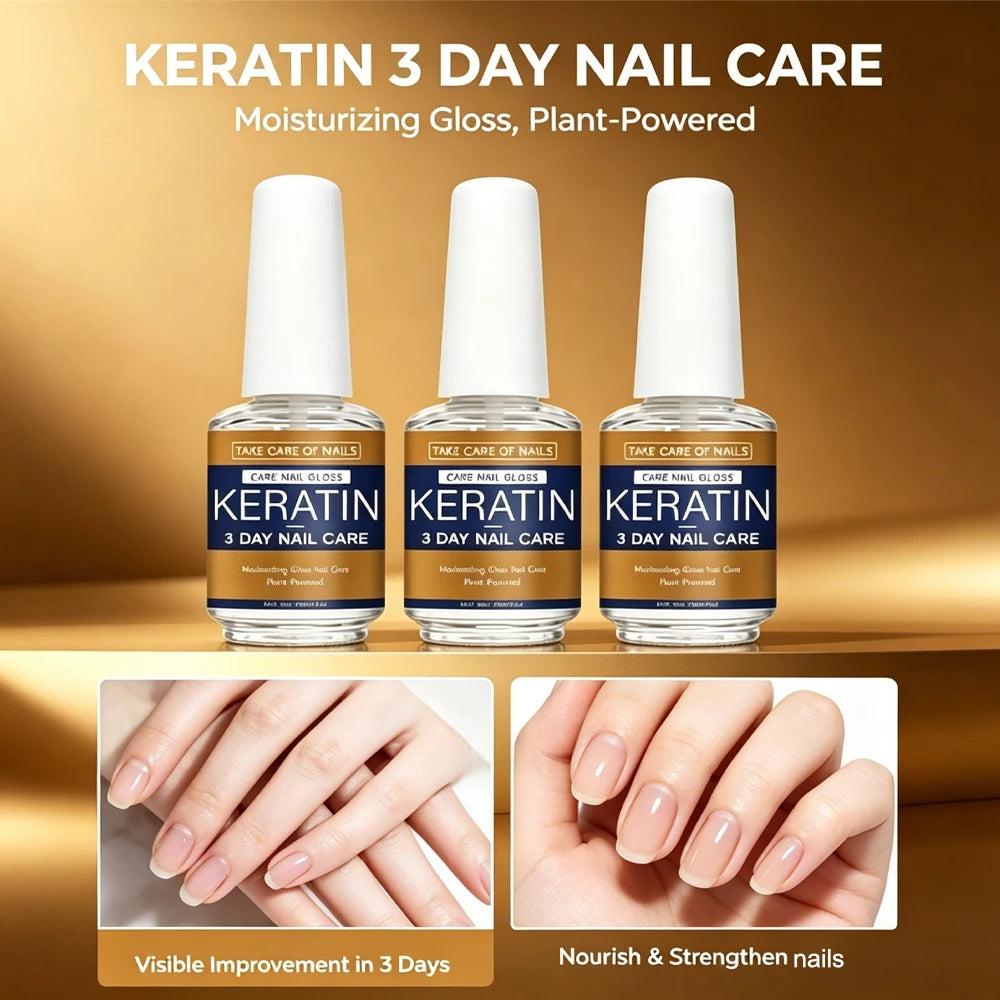 3 Days Nail Care Oil Keratin Amino Acid Formula Fast Dry 90s Salon Shine No Chip Deep Moisture Nail Strengthener,15ml Peaceful Pleasures Health and Wellness