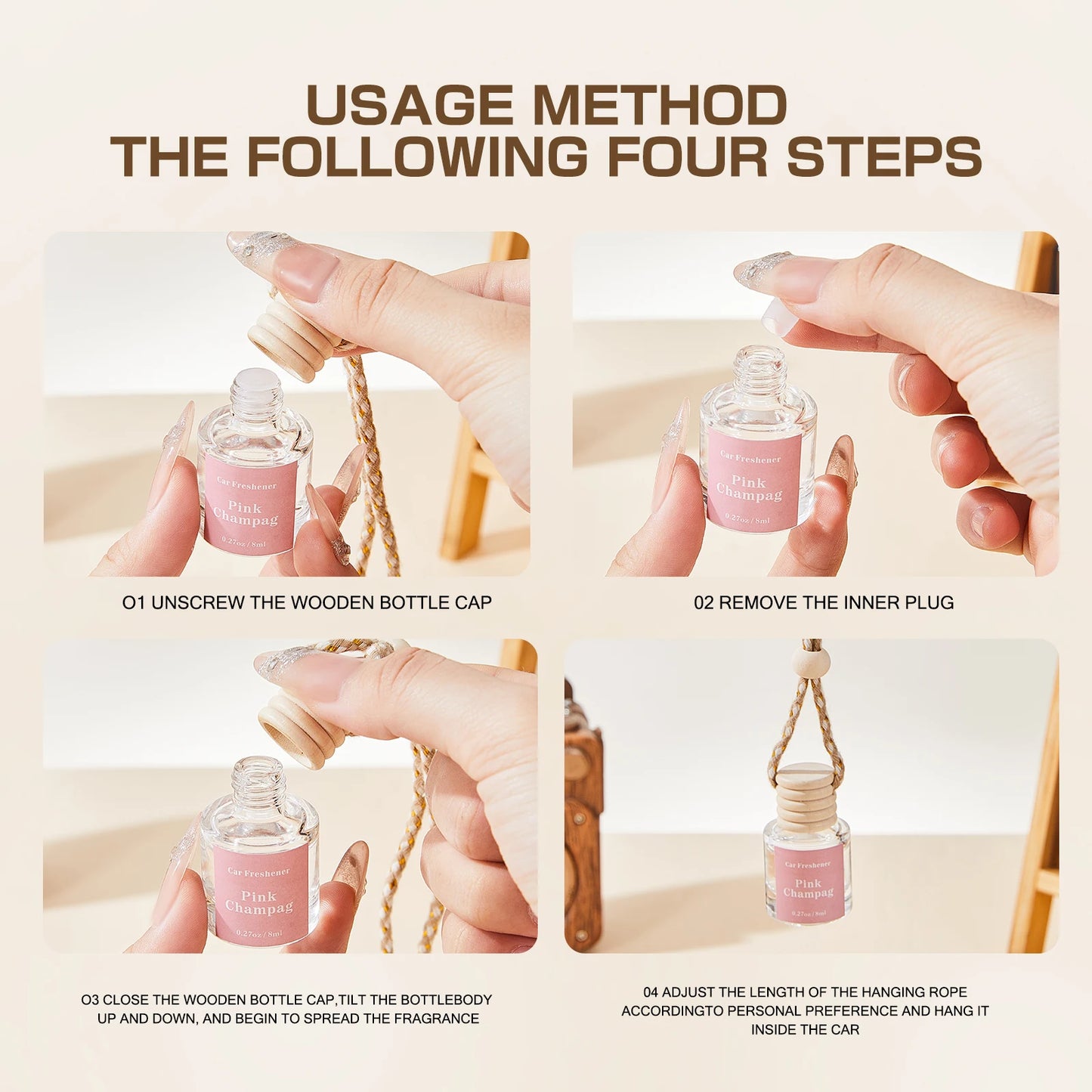 4 Pcs Car Air Freshener Set with Long-Lasting Scent