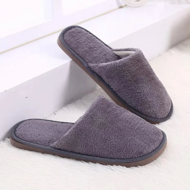 Men's Plush Non-Slip House Slippers | Soft Cotton Indoor Shoes