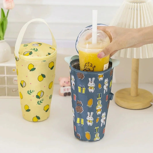Insulated Milk Tea Tote Bag | Reusable Cup Carrier Insulated Cup Tote Bag Peaceful Pleasures Health and Wellness