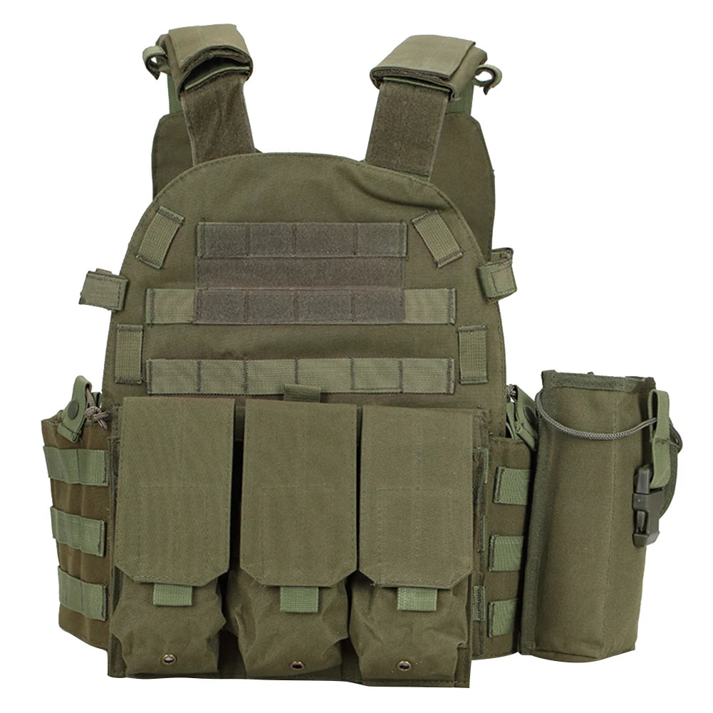 Nylon Tactical Vest Body Armor Hunting Carrier Airsoft Accessories Men Combat MOLLE Camo Military Army Vest Outdoor CS Hunting Peaceful Pleasures Health and Wellness Green