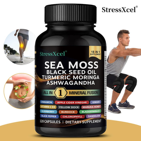 Sea Moss Capsules with Ashwagandha & Black Seed Oil | Immunity Herbal Supplement Capsules Peaceful Pleasures Health and Wellness
