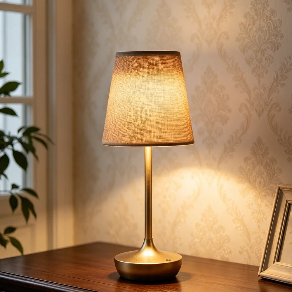 Rechargeable LED Table Lamps Simple Classic Lamp Dimmable USB Fabric Lampshade Bedroom Bedside Lighting Decoration Peaceful Pleasures Health and Wellness