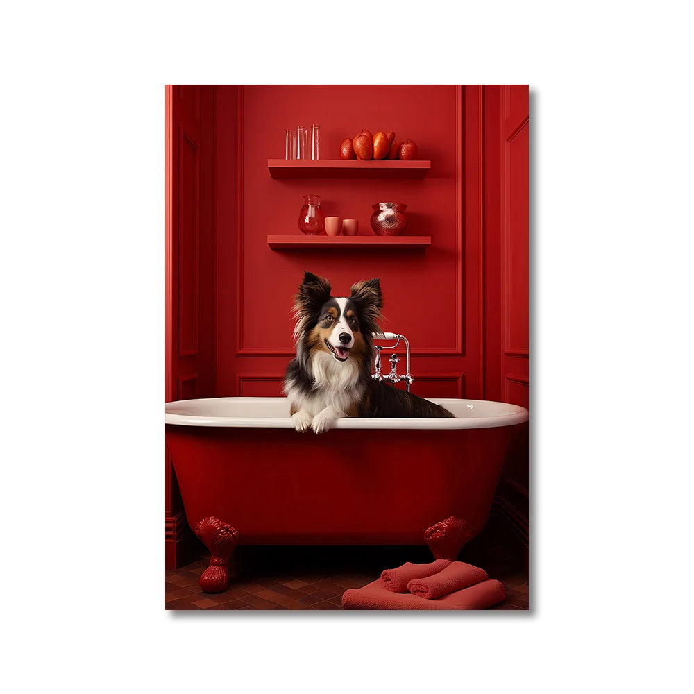 Funny Animals Toilet Canvas Painting Prints Gorilla Elephant Cat Dog Wall Poster Picture for Bathroom Room Home Decoration Peaceful Pleasures Health and Wellness 83421 50x70cm Unframed