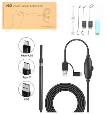USB HD Mini Camera Electronic Ear Spoon Endoscope Cleaner Earwax Removal Cleaning Tool Intelligent Visual Ear Picking Spoon Peaceful Pleasures Health and Wellness MULTI