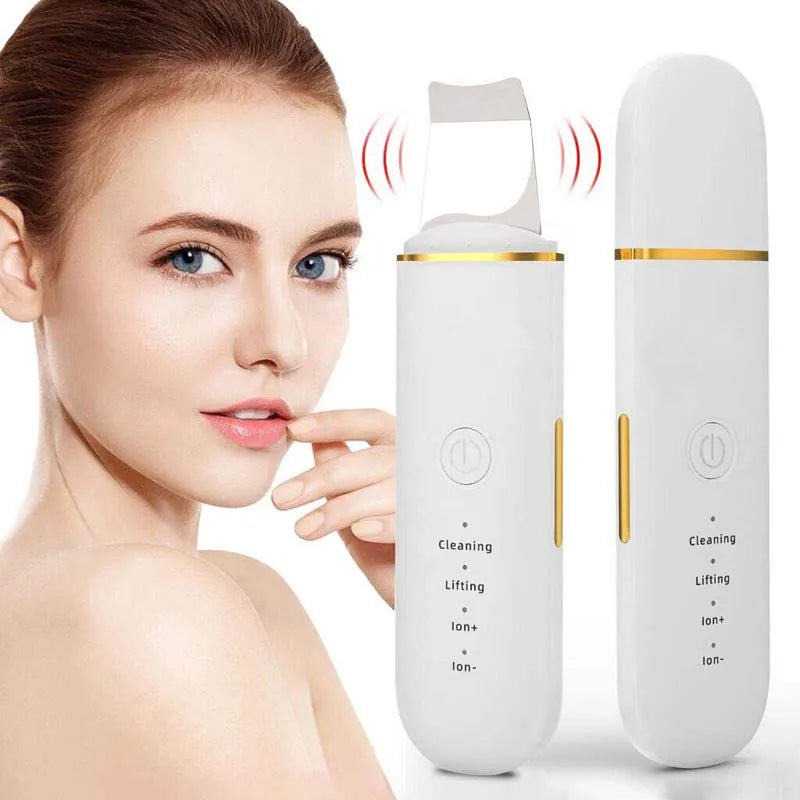 Ultrasonic Facial Skin Scrubber Deep Facial Cleaning Machine Removal Dirt Blackhead Face Skin Spatul Peaceful Pleasures Health and Wellness