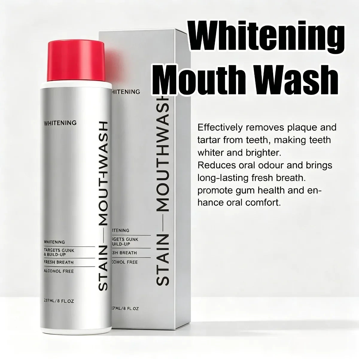 Alcohol-Free Whitening Mouthwash – Stain & Plaque Remover 237ml