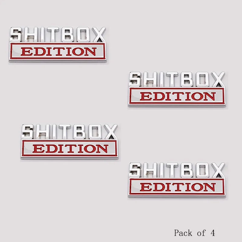 SHITBOX zinc alloy car stickers, car tailgate, car modification car stickers, personalized fashion, specifications are diverse Peaceful Pleasures Health and Wellness 4 Silver Red
