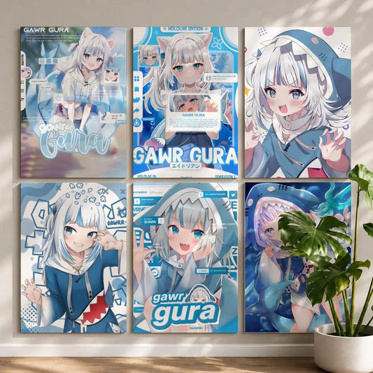 Vtuber G-Gawr GuraS Poster HD Self Adhesive Waterproof Wall Art Ideal for Home Office Dorm Bedroom Great Gift Peaceful Pleasures Health and Wellness