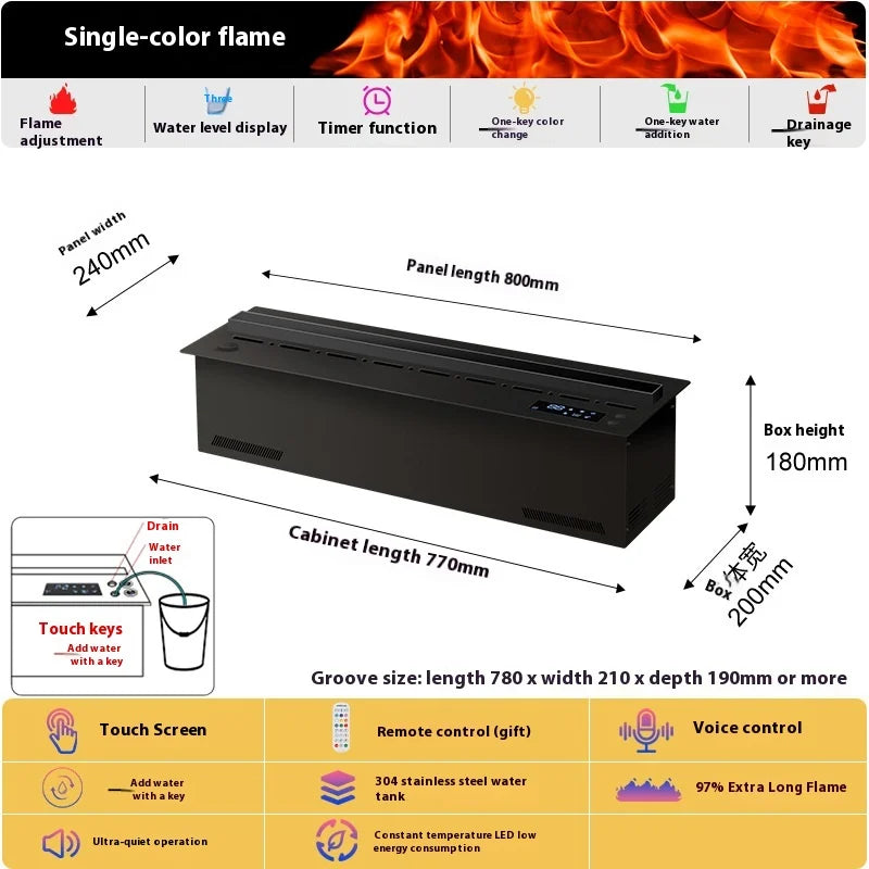 800mm Atomizing Fireplace For Living Room Multi-color Fake Flame Electronic Fireplace Home Remote Control Water Steam Fireplace Peaceful Pleasures Health and Wellness AI sound control 1