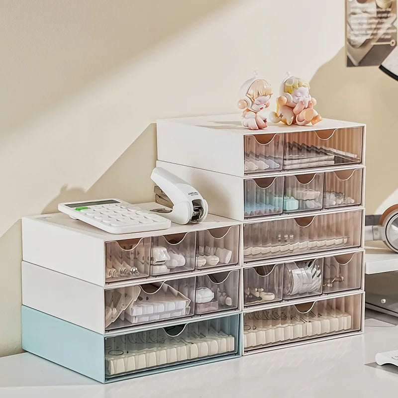 Stackable Drawer Organizer Multi-Functional Storage Box Large Capacity Desktop Stationery Holder Space-Saving Drawer Cabinet Peaceful Pleasures Health and Wellness