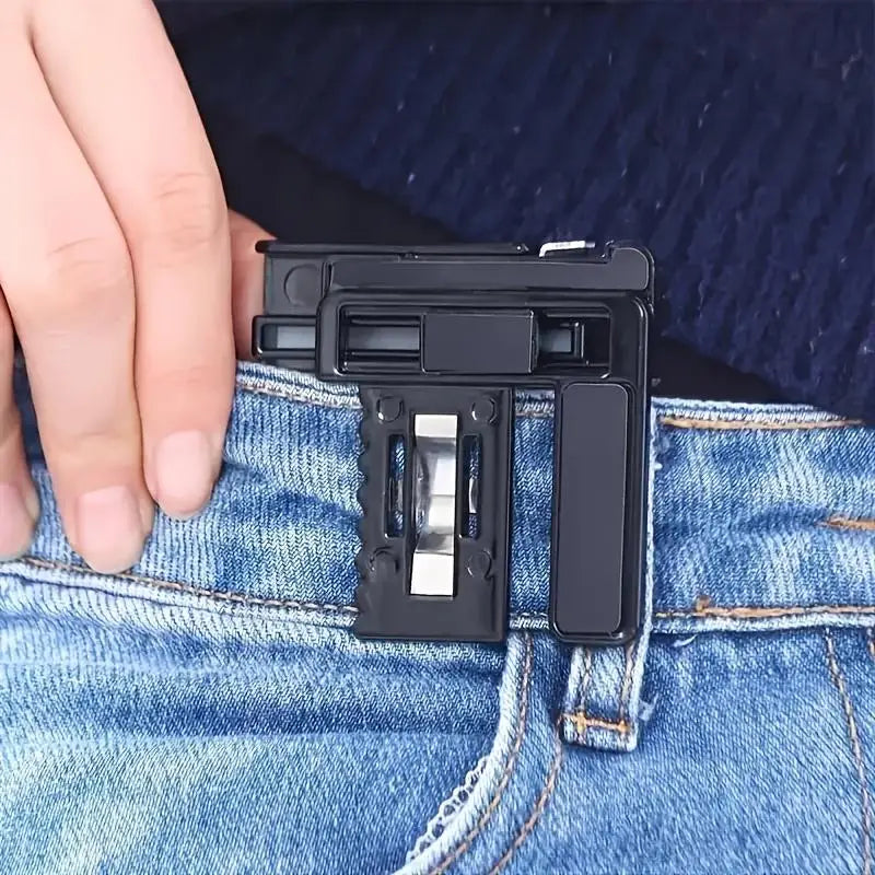 Foldable Multifunctional Belt Clip Buckle Adjustable Waist Belt Buckle for Pants Size Adjustment Mental Material Versatile Use Peaceful Pleasures Health and Wellness