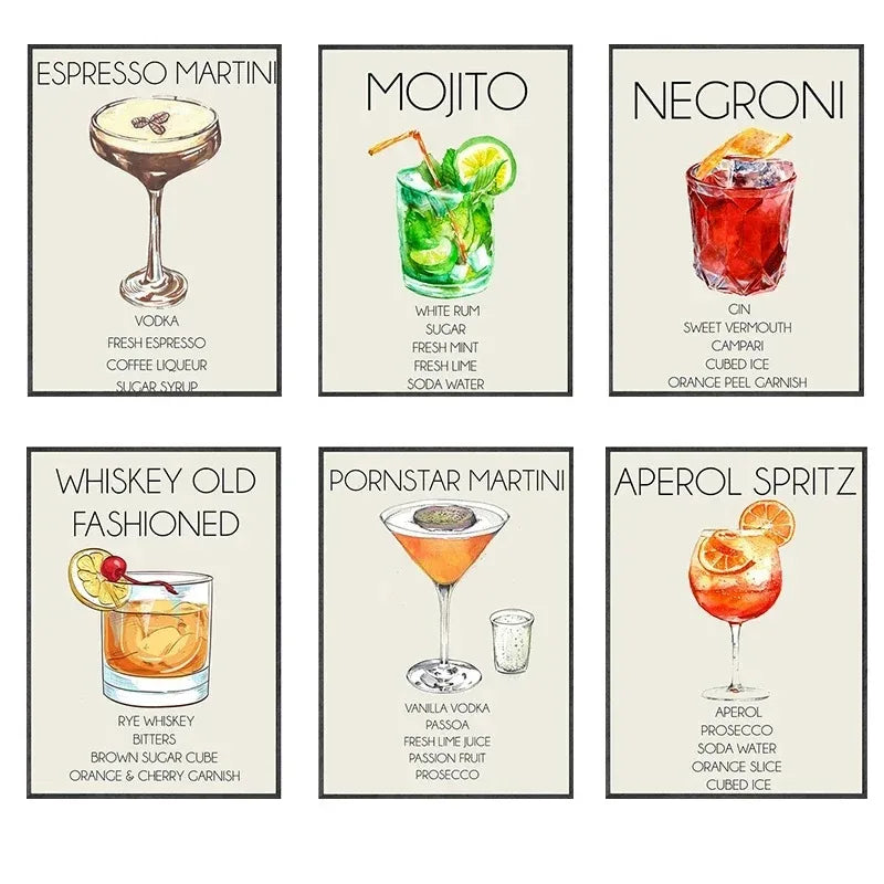 Gin & Tonic Cocktail Canvas Wall Art | Bar Home Decor Print