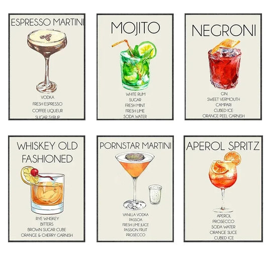 Gin & Tonic Cocktail Canvas Wall Art | Bar Home Decor Print