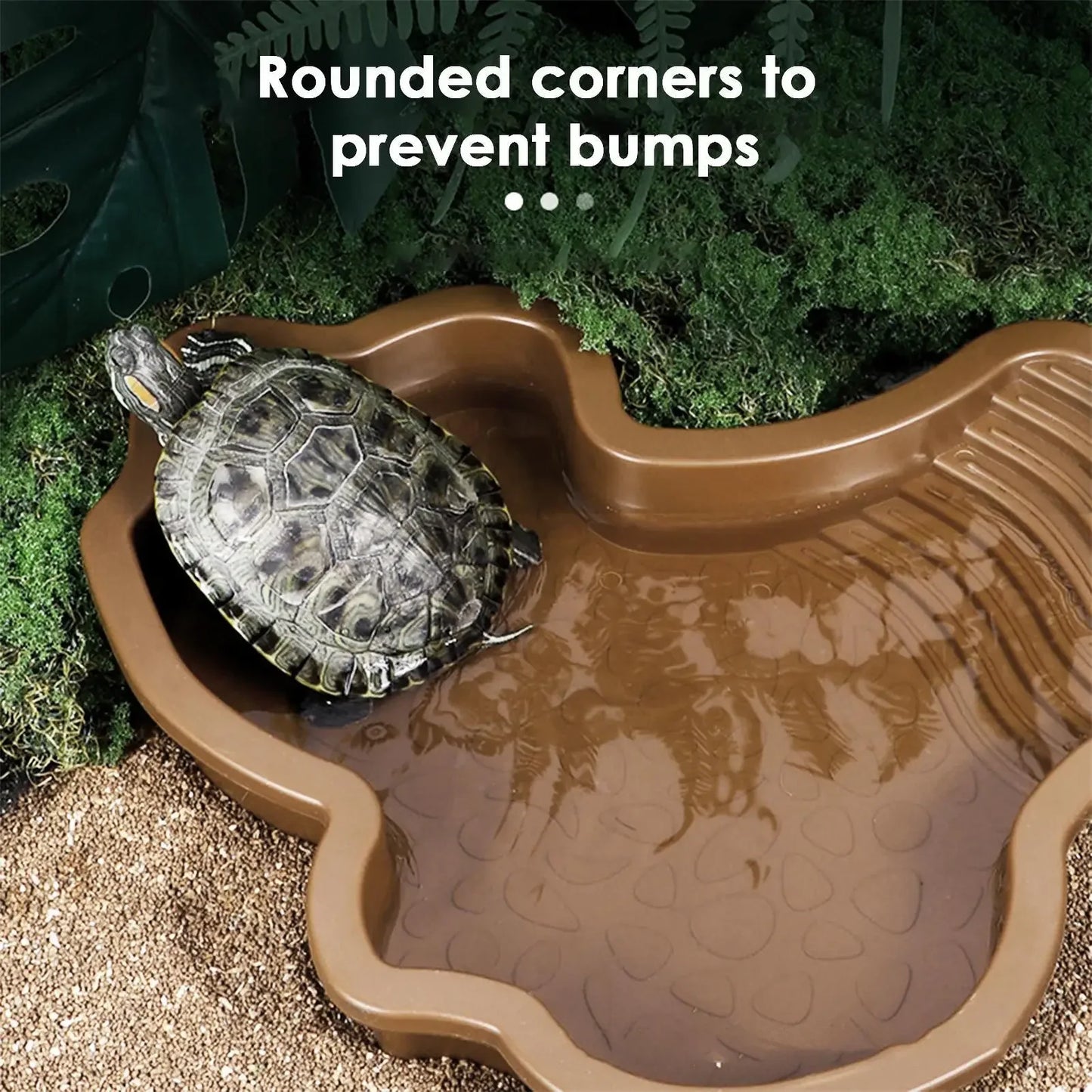 Reptile Bathing Pool with Ramp | Turtle Soaking Tub & Water Bowl